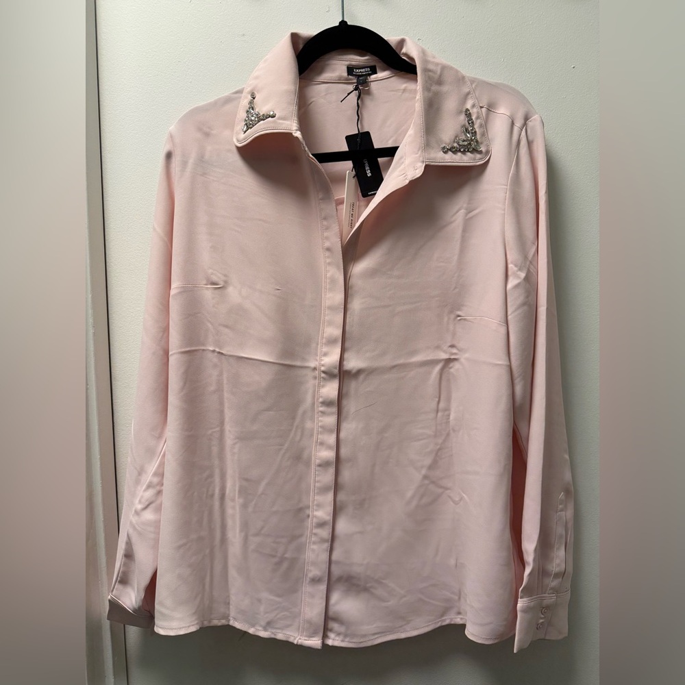 NWT Express Light Pink Blouse with Embellished Collar